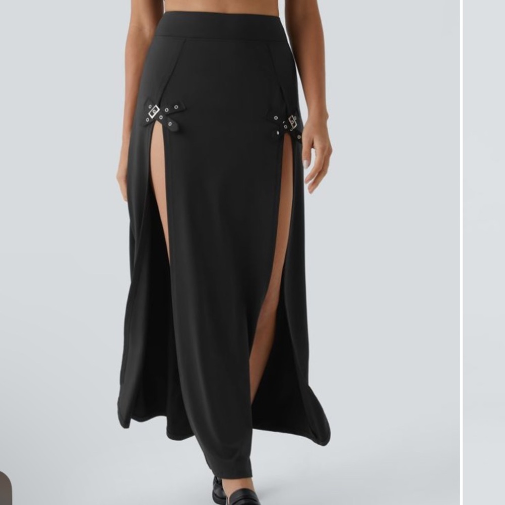 HALARA Black Embellished Maxi Skirt with Slit - Picture 1 of 4